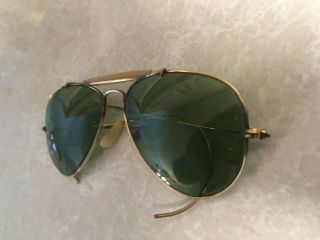 Vintage Bausch & Lomb Ray - Ban Aviator Gold Filled Sunglasses & Case Brow Bar