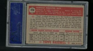 1952 Topps Hal Rice 398 St.  Louis Cardinals HIGH Graded PSA 4 Vintage Card 2