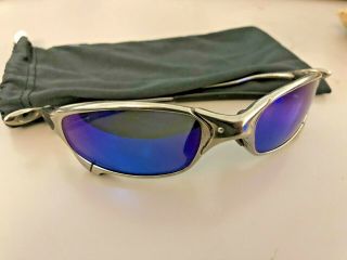 Vintage Oakley Juliet X Metal Polished Titanium Blue Ice Iridium Sunglasses