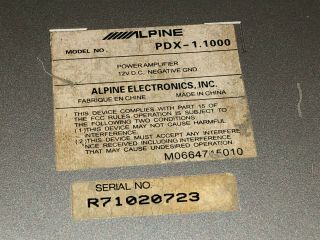 Vintage Alpine Amp PDX - 1.  1000,  1000 Watt,  UNTESTED; FAST S&H 5