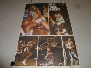 Rare Vintage 1970s York Ny Knicks Nba Poster Signed Willis Reed Autograph 19