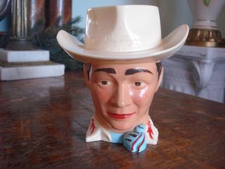 Vintage F & F Plastic Roy Rogers Figural Drinking Cup Mug