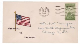 Hand Drawn & Colored Barbara Sampson American Flag To Victory Ww Ii Patriotic