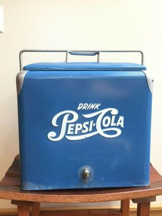 Vintage 1950’s Blue Pepsi Cola Metal Cooler