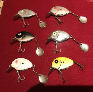 6 Vintage Heddon Tiny Punkin Spin Punkinseed Spook Antique Fishing Lures 6