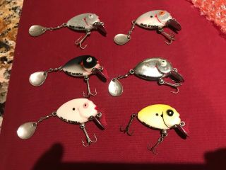 6 Vintage HEDDON TINY PUNKIN SPIN Punkinseed Spook Antique Fishing Lures 6 6