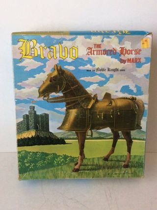 Vintage Marx Toys Bravo Gold Knight Armored Horse With Box Complete Nm