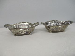 2 Antique Signed Tiffany & Co Sterling Silver 13732 Footed Pierced Nut Dishes