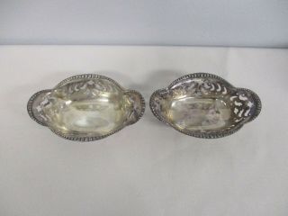 2 ANTIQUE SIGNED TIFFANY & CO STERLING SILVER 13732 FOOTED PIERCED NUT DISHES 2