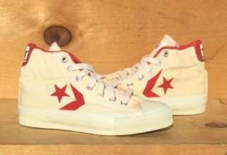 Vintage 1980s Converse All Star Ii Made In The Usa White/red Size 5.  5 Read Ad