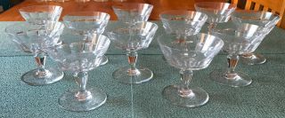 Set Of 11 Vintage Baccarat France Crystal Champagne Glasses Dessert Cups