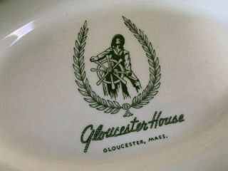 3 Vtg Gloucester MA House Oval Plate Ivory Green Walker China Restaurant Ware 3