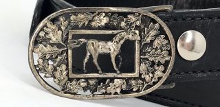 Vtg Sterling Silver Womens Western Belt & Buckle Signed Jerry Williams Horse 91