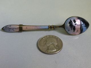 Vintage Norwegian Enameled Sterling Silver Spoon Pin By O.  F.  Hjortdahl