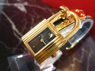 Hermes Kelly Gold Black Ladies Quartz Vintage Swiss Watch Nr