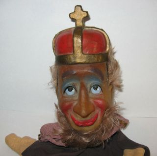 Vintage 16 Inch Puppet With Crown And Fake Hair