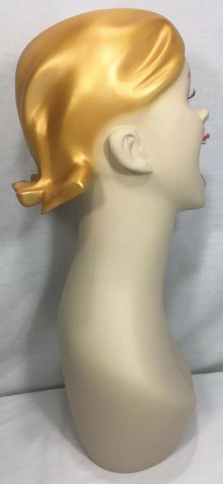 Vintage Blonde Laughing Mannequin Head Pierced Ears Gold Blond Cartoon Golden 4