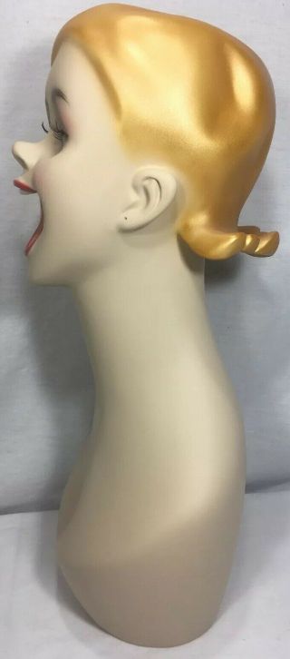 Vintage Blonde Laughing Mannequin Head Pierced Ears Gold Blond Cartoon Golden 7
