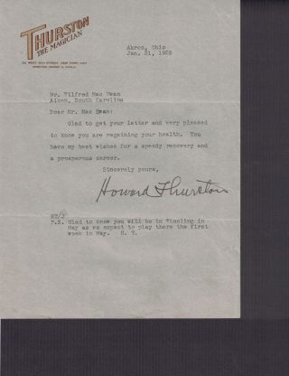 Howard Thurston Signed Letter 1925 Fritz Bucha 4 Signed Letters Magic Rare Ooak