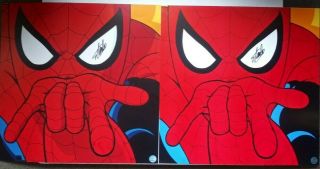 2 Marvel Vintage Warner Brothers Spider - Man Signed Excelsior Stan Lee 1996