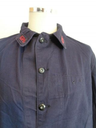 Vtg British GPO post office blue cotton mail worker work chore jacket 5