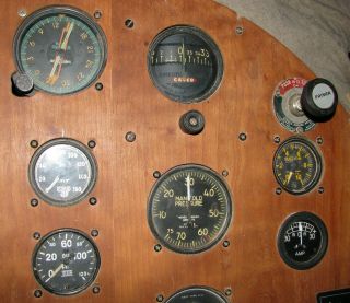 Vintage Monocoupe 110 Plane Instrument Panel Gauges - Bendix - Macleod - Pioneer 4