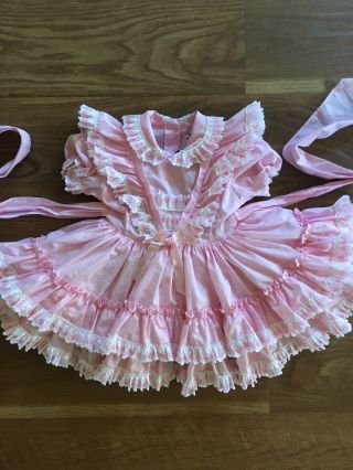 Vintage Betty Oden Pink Ruffle Lace Tiered Dress Girls Sz 3