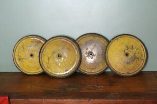 Vintage Soap Box Derby Car Wheels Set Of 4 Old Custom Yellow