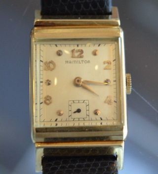 Vintage Hamilton " Gilbert " Watch In 14k Solid Gold Tank Case