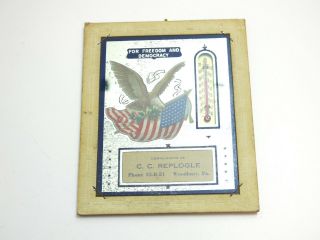 Vintage Wwii Era For Freedom And Democracy Advertising Thermometer C C Replogle