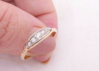 Fine 18ct/18k Gold & Platinum 5 Stone Old Cut Diamond Art Deco Period Ring,  750