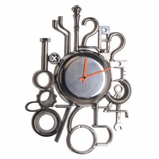 Modern Industrial Wall Clock Vintage Retro Metal Clock Creative Design - Silver