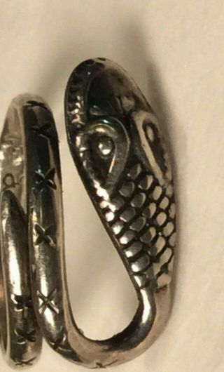 Vintage Mexican 925 Sterling Silver Snake Ring Eagle Mark 3 Handmade Size 8 3