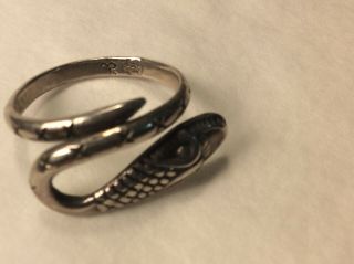 Vintage Mexican 925 Sterling Silver Snake Ring Eagle Mark 3 Handmade Size 8 4