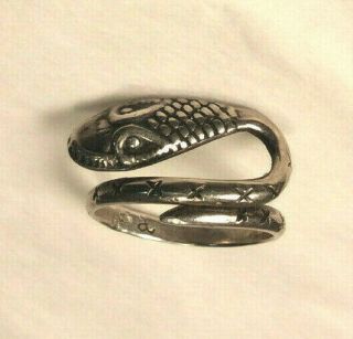 Vintage Mexican 925 Sterling Silver Snake Ring Eagle Mark 3 Handmade Size 8 6