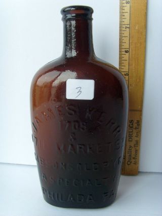 Antique " James Kerr - Philda,  Pa.  " Rare Private Mold Historical Flask 1860 - 70 40/3