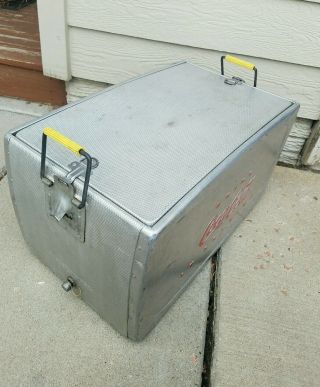 vintage Coca Cola Aluminum ice cooler chest paperwork and ice container 5