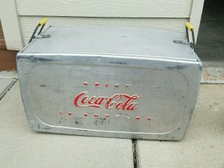 vintage Coca Cola Aluminum ice cooler chest paperwork and ice container 7