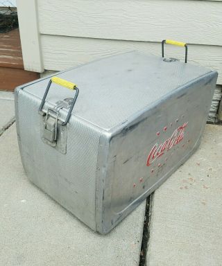 vintage Coca Cola Aluminum ice cooler chest paperwork and ice container 8