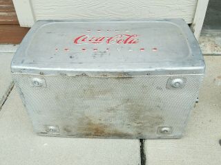 vintage Coca Cola Aluminum ice cooler chest paperwork and ice container 9
