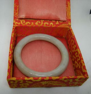 Vintage Chinese Carved Jade 3 " Bracelet W/box