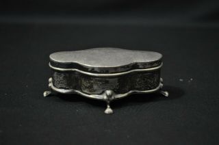 Vintage Sterling Silver.  925 English Art Deco Footed Jewelry Box 40g