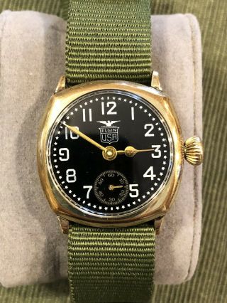 Vintage Post Wwi Elgin Military Trench Watch A True General Pershing - Ticking