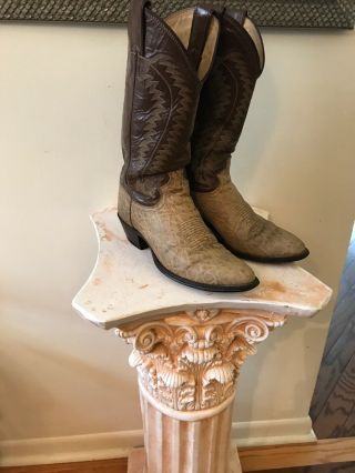 Vintage Justin Mens Exotic Elephant Tw0 - Tone Cowboy Boots Style 8524 Size 7.  5d