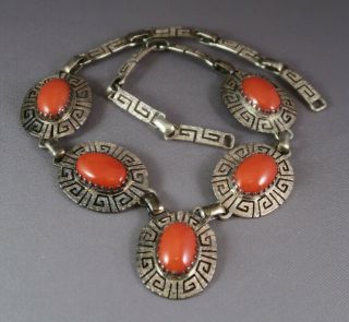 Allison Snowhawk Lee Vintage Sterling Silver/Coral Navajo Jewelry Set w/Necklace 2