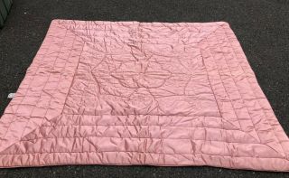 Vintage 1940’s Quilted Filled Comforter Satin Old Hollywood Pink 4