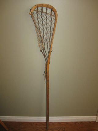 Vintage Mohawk Indian Hand Made Wood Lacrosse Stick 46 Inches X 7 1/4 Inches