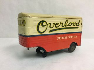 Vintage Overland Freight Service Truck Trailer Tin Litho Japan Friction Metal
