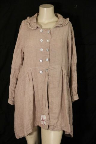 Magnolia Pearl - Vintage Linen Farm Coat In Rose - One Size