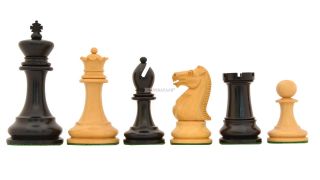 Reproduced 1880s - 90s Staunton Antique Chess Set In Ebony / Boxwood - 3.  75 " King